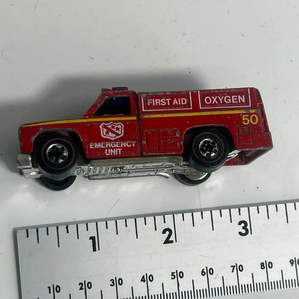 Hot Wheels 1974 Redline Emergency Unit Fire Truck Red Mattel Hong Kong Vintage